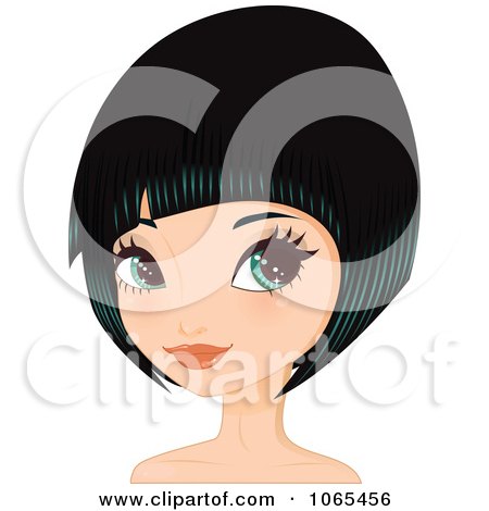 Clipart Woman With Black Hair In A Bob Cut 1 - Royalty Free Vector Illustration by Melisende Vector