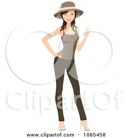 Clipart Woman Wearing Leggings, Hat And Tank Top 3 - Royalty Free Vector Illustration by Melisende Vector
