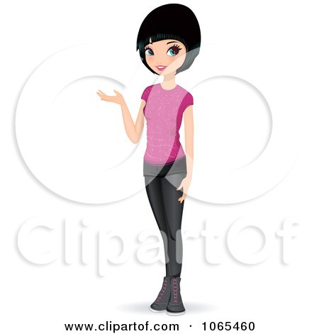 Clipart Teenage Woman Presenting 3 - Royalty Free Vector Illustration by Melisende Vector