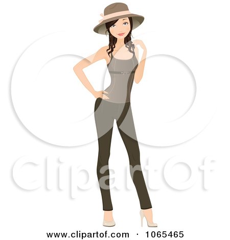 Clipart Woman Wearing Leggings, Hat And Tank Top 1 - Royalty Free Vector Illustration by Melisende Vector