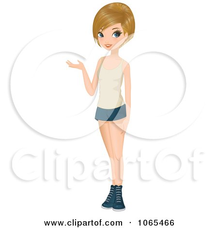 Clipart Teenage Woman Presenting 4 - Royalty Free Vector Illustration by Melisende Vector