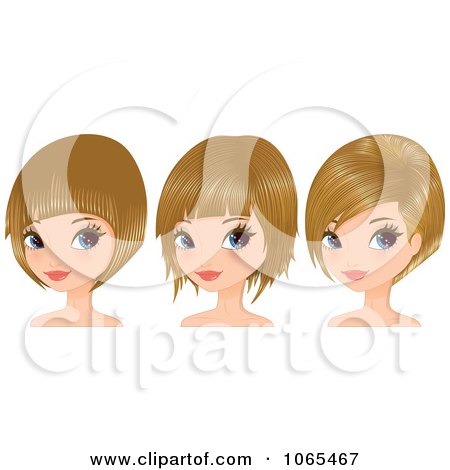 Clipart Women With Dirty Blond Hair In Bob Cuts - Royalty Free Vector Illustration by Melisende Vector