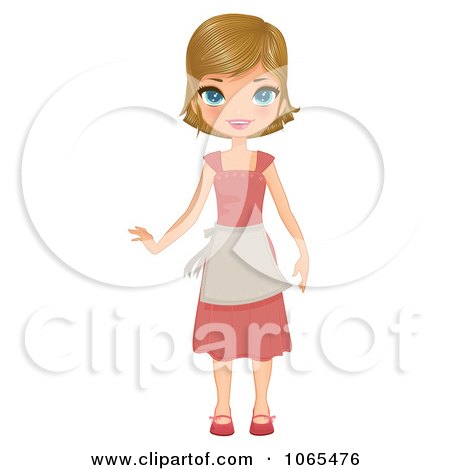 Clipart Girl Wearing A Dress And Apron - Royalty Free Vector Illustration by Melisende Vector