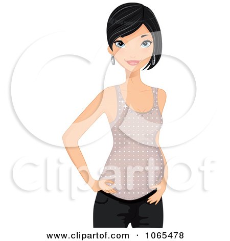 Clipart Pregnant Woman In Maternity Tank Top - Royalty Free Vector Illustration by Melisende Vector