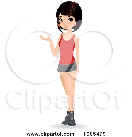 Clipart Teenage Woman Presenting 1 - Royalty Free Vector Illustration by Melisende Vector