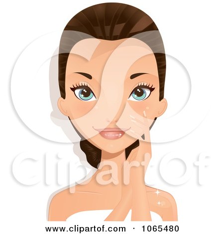 Clipart Spa Woman Touching Her Skin - Royalty Free Vector Illustration by Melisende Vector