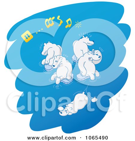 Clipart Polar Bears Playing Musical Ice Chairs 1 - Royalty Free Vector Illustration by Zooco