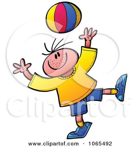 Clipart Boy Playing With A Ball - Royalty Free Vector Illustration by Zooco