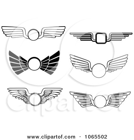 Clipart Black And White Wing Elements 3 - Royalty Free Vector Illustration by Vector Tradition SM
