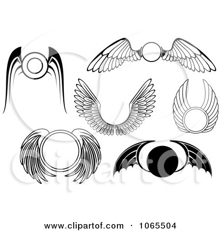 Clipart Black And White Wing Elements 4 - Royalty Free Vector Illustration by Vector Tradition SM