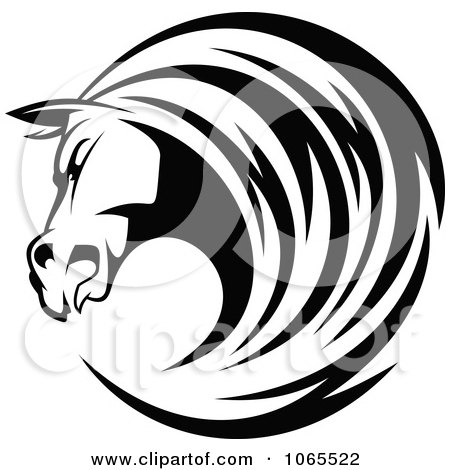 Clipart Horse Head Logo In Black And White 9 - Royalty Free Vector Illustration by Vector Tradition SM