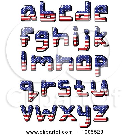 Clipart Lowercase American Flag Letters - Royalty Free Vector Illustration by yayayoyo
