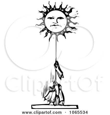 Clipart People Pulling A Rope To The Sun - Royalty Free Vector Illustration by xunantunich