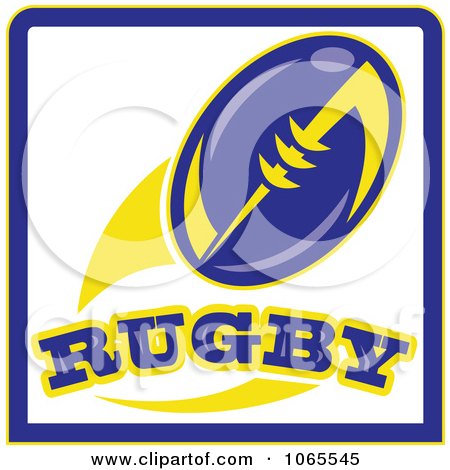 Clipart Blue And Yellow Rugby Football - Royalty Free Vector Illustration by patrimonio