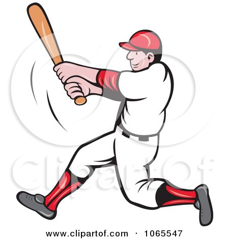 Clipart Batting Baseball Player 4 - Royalty Free Vector Illustration by patrimonio
