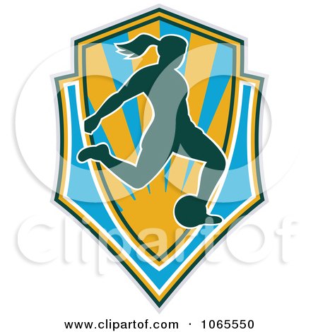 Clipart Female Soccer Player Shield - Royalty Free Vector Illustration by patrimonio