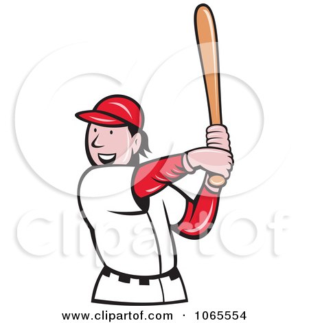 Clipart Batting Baseball Player 5 - Royalty Free Vector Illustration by patrimonio