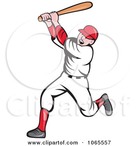 Clipart Batting Baseball Player 2 - Royalty Free Vector Illustration by patrimonio