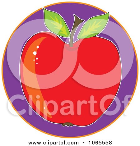 Clipart Red Apple On Purple Logo - Royalty Free Vector Illustration by Maria Bell