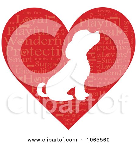 Clipart Word Heart And Puppy Silhouette - Royalty Free Vector Illustration by Maria Bell