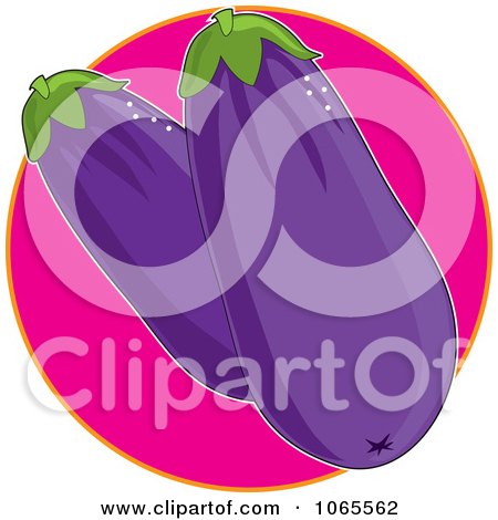 Clipart Eggplants On Pink Logo - Royalty Free Vector Illustration by Maria Bell