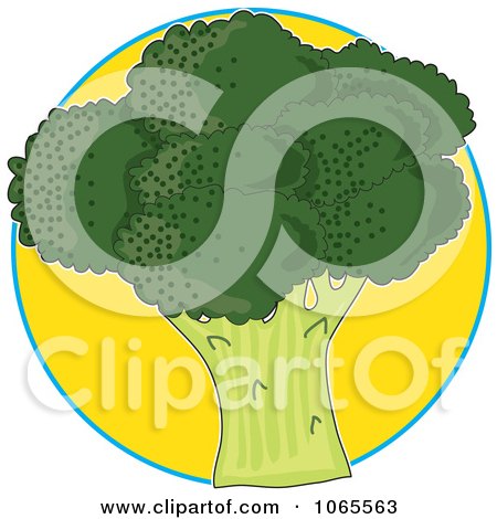 Clipart Broccoli On Yellow Logo - Royalty Free Vector Illustration by Maria Bell