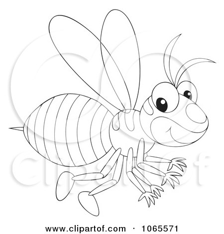 Clipart Outlined Wasp Flying - Royalty Free Illustration by Alex Bannykh