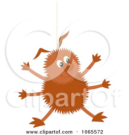 Clipart Happy Spider On Silk - Royalty Free Vector Illustration by Alex Bannykh
