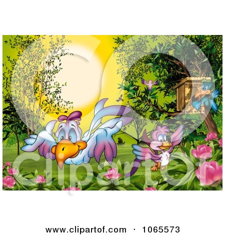 Clipart Birds In A Garden - Royalty Free Illustration by dero