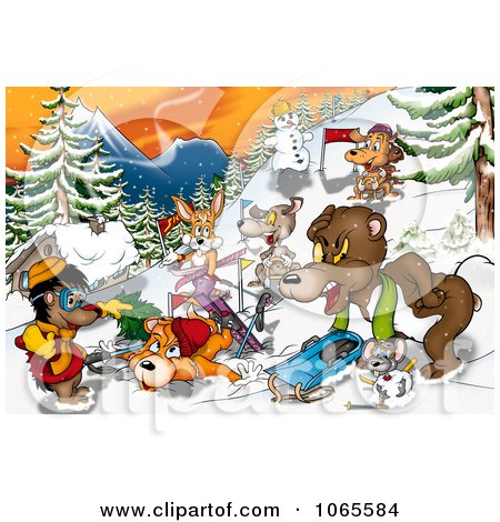 Clipart Winter Recreation Animals - Royalty Free Illustration by dero