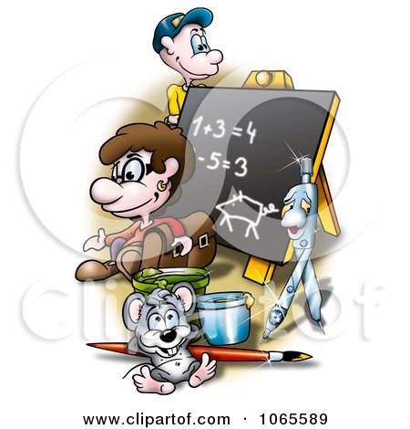 Clipart Mouse And School Kids - Royalty Free Illustration by dero