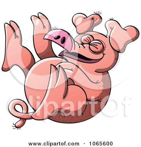 Clipart Pig Rolling Around And Laughing - Royalty Free Vector Illustration by Zooco