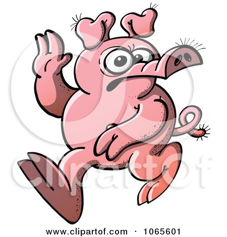 Clipart Protesting Pig Walking Away - Royalty Free Vector Illustration by Zooco