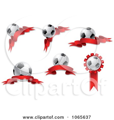 Clipart Soccer Balls And Ribbons - Royalty Free Vector Illustration by Vector Tradition SM