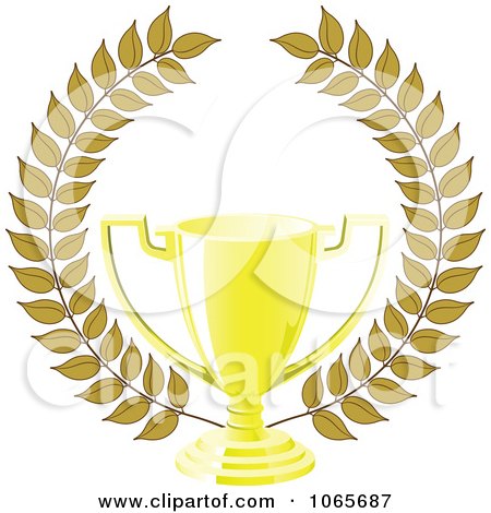 Clipart Gold Trophy Cup Laurel - Royalty Free Vector Illustration by Vector Tradition SM