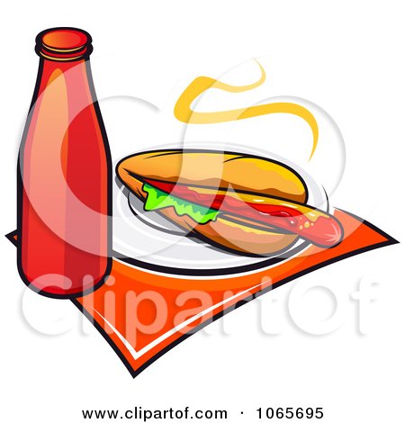 Clipart Long Hot Dog And Ketchup - Royalty Free Vector Illustration by Vector Tradition SM