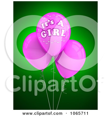 Clipart 3d Its A Girl Balloons 2 - Royalty Free CGI Illustration by stockillustrations