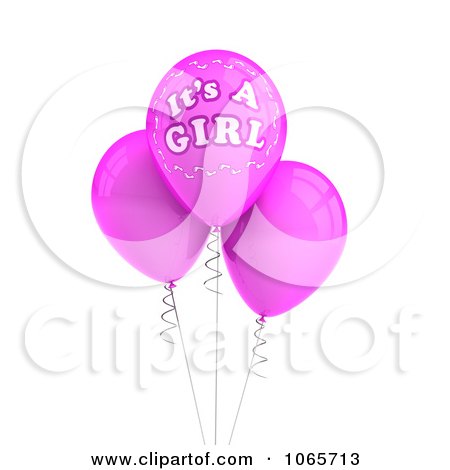 Clipart 3d Its A Girl Balloons 1 - Royalty Free CGI Illustration by stockillustrations