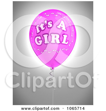 Clipart Pink 3d Its A Girl Balloon 2 - Royalty Free CGI Illustration by stockillustrations