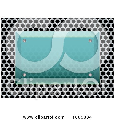Clipart 3d Transparent Glass Plaque On A Metal Grid - Royalty Free Vector Illustration by michaeltravers