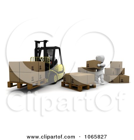 Clipart 3d White Character Forklift Operator - Royalty Free CGI Illustration by KJ Pargeter