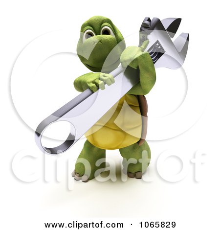 Clipart 3d Tortoise Holding A Spanner Wrench - Royalty Free CGI Illustration by KJ Pargeter