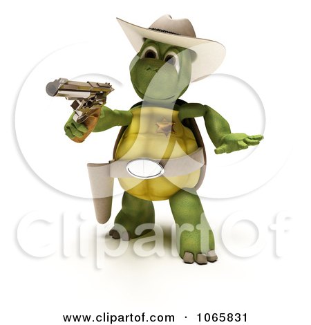 Clipart 3d Cowboy Tortoise Sheriff - Royalty Free CGI Illustration by KJ Pargeter