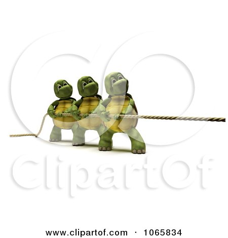 Clipart 3d Tortoises In A Game Of Tug Of War - Royalty Free CGI Illustration by KJ Pargeter