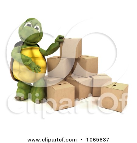 Clipart 3d Tortoise With Shipping Boxes - Royalty Free CGI Illustration by KJ Pargeter