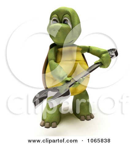 Clipart 3d Tortoise Holding A Wrench - Royalty Free CGI Illustration by KJ Pargeter