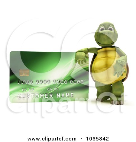 Clipart 3d Tortoise With A Green Credit Card - Royalty Free CGI Illustration by KJ Pargeter