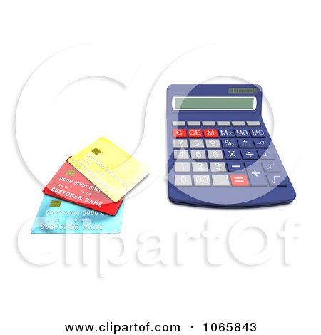 Clipart 3d Calculator And Credit Cards - Royalty Free CGI Illustration by KJ Pargeter