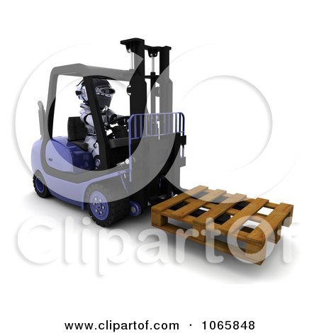 Clipart 3d Robot Moving A Pallet On A Forklift - Royalty Free CGI Illustration by KJ Pargeter