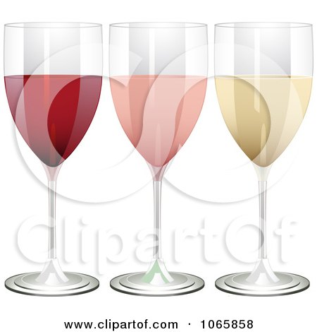 Clipart 3d Glasses Of Red, Rose And White Wine - Royalty Free Vector Illustration by elaineitalia